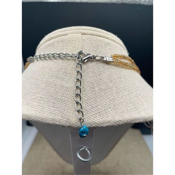 3 Strand Beaded Jelly Bean Glass And Other Glass Necklace Multicolored Silver - Picture 2 of 8